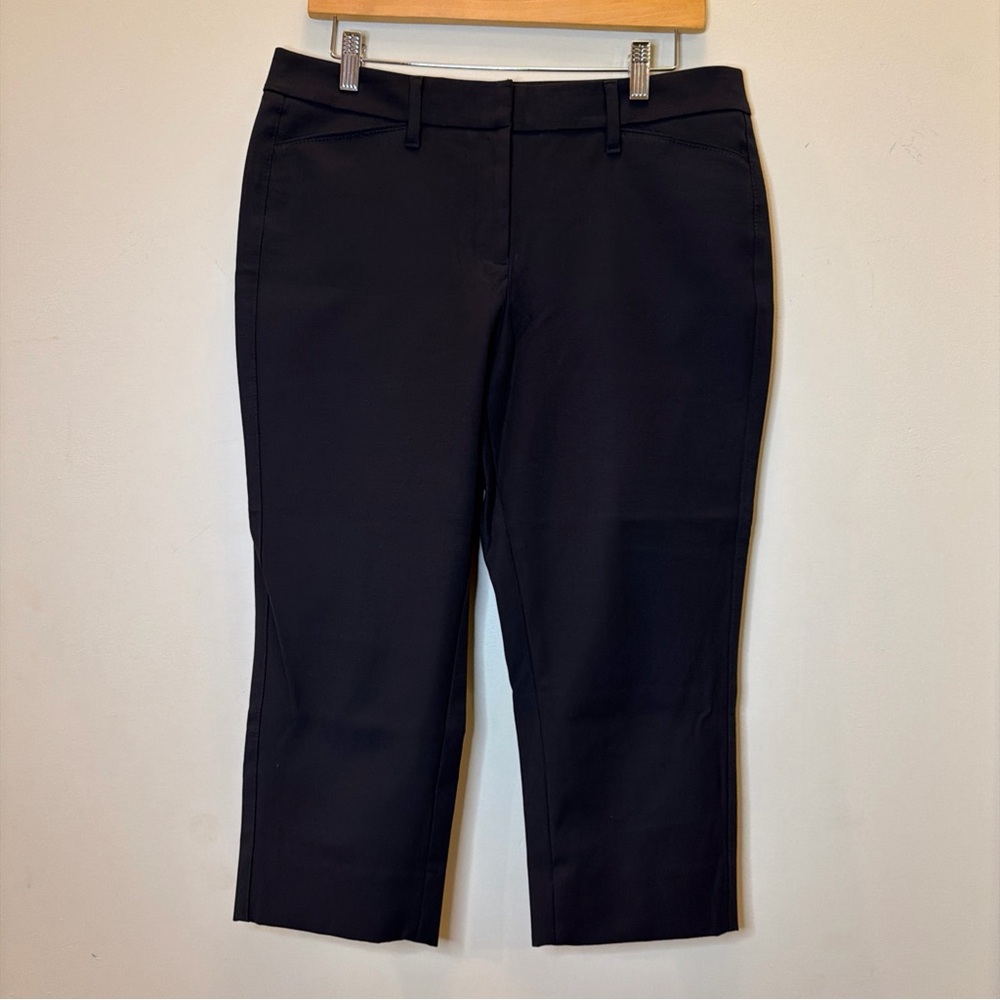 White House Black Market Women’s Black Crop Pants Size 10 Straight Leg Stretch